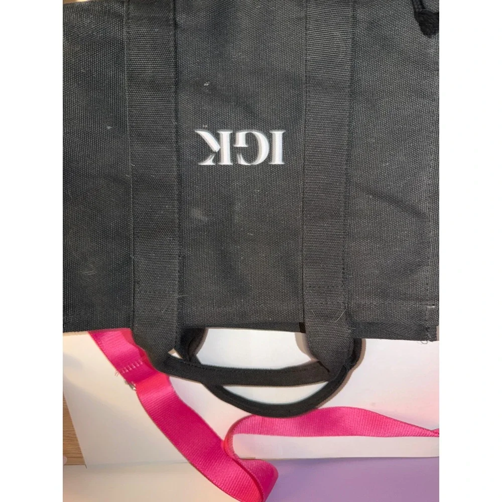 IGK Hair Black‎ Canvas Tote Bag Hot Pink Adjustable Crossbody Strap Zippered